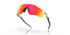oakley radar ev path sunglasses, long and tall lenses specialty sunglasses, red yellow and orange lense with white frame, frames lifted 