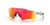 oakley radar ev path sunglasses, long and tall lenses specialty sunglasses, red yellow and orange lense with white frame, front angle of sunglasses