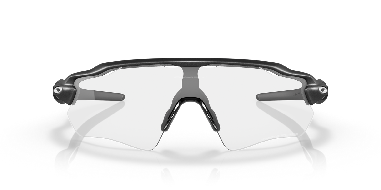 oakley radar ev path sunglasses with black frame and photochromatic lenses, front view