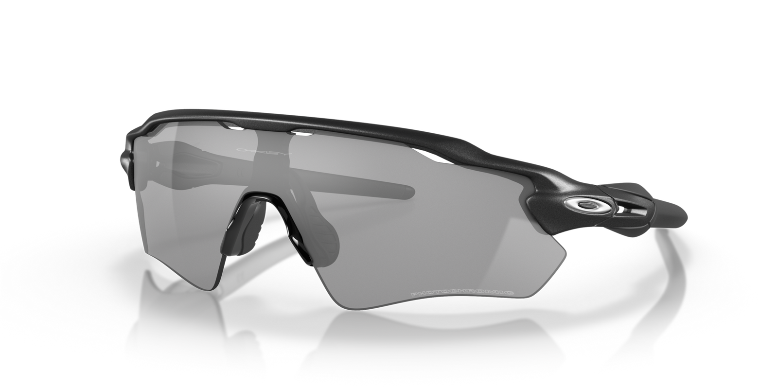 oakley radar ev path sunglasses with black frame and photochromatic lenses, side view