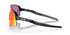 oakley sutro lite sweep sunglasses, wide field of view for cycling and running , red yellow and pruple lense with grey black frame, side profile