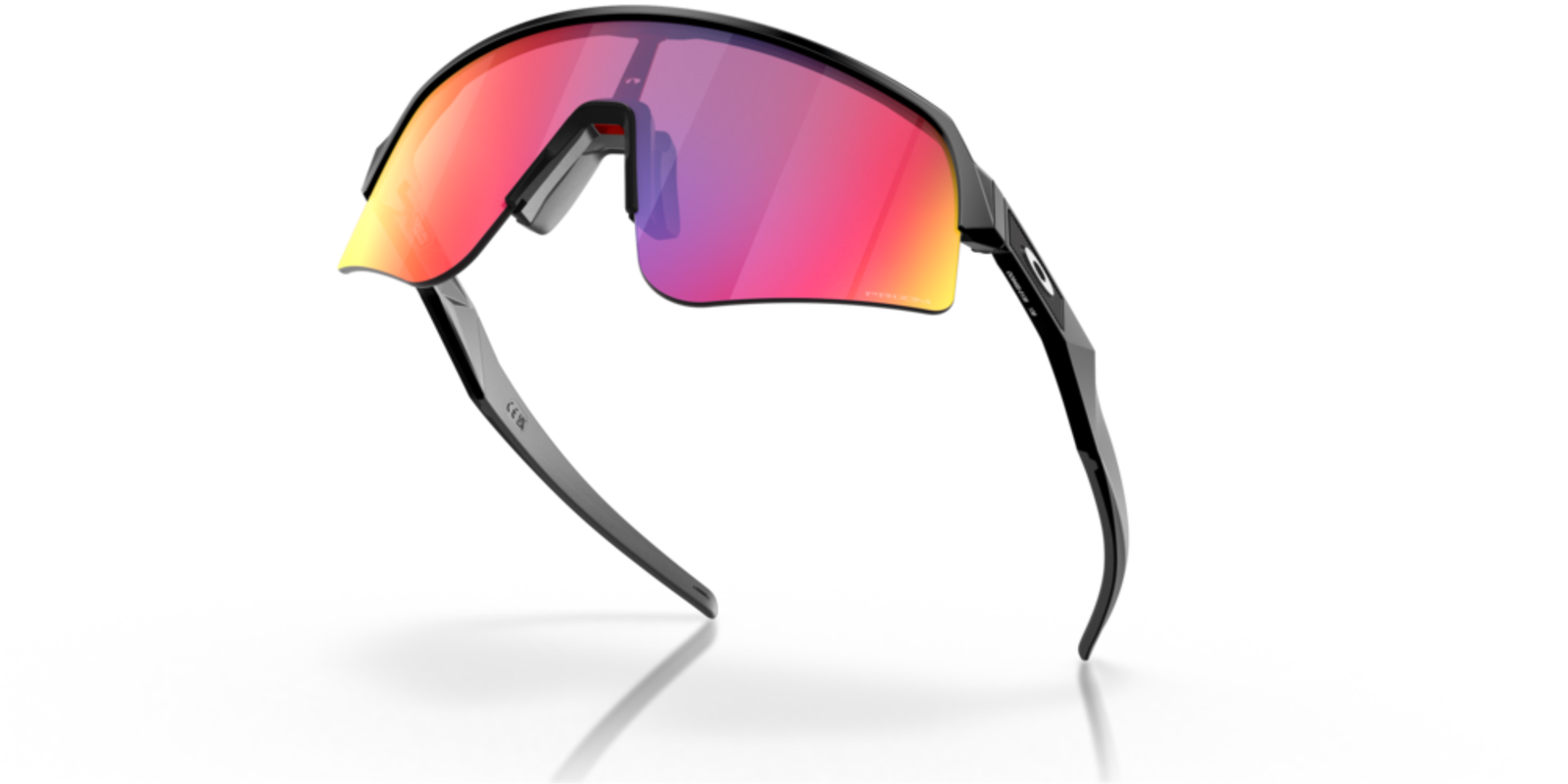 oakley sutro lite sweep sunglasses, wide field of view for cycling and running , red yellow and pruple lense with grey black frame, lifted frames