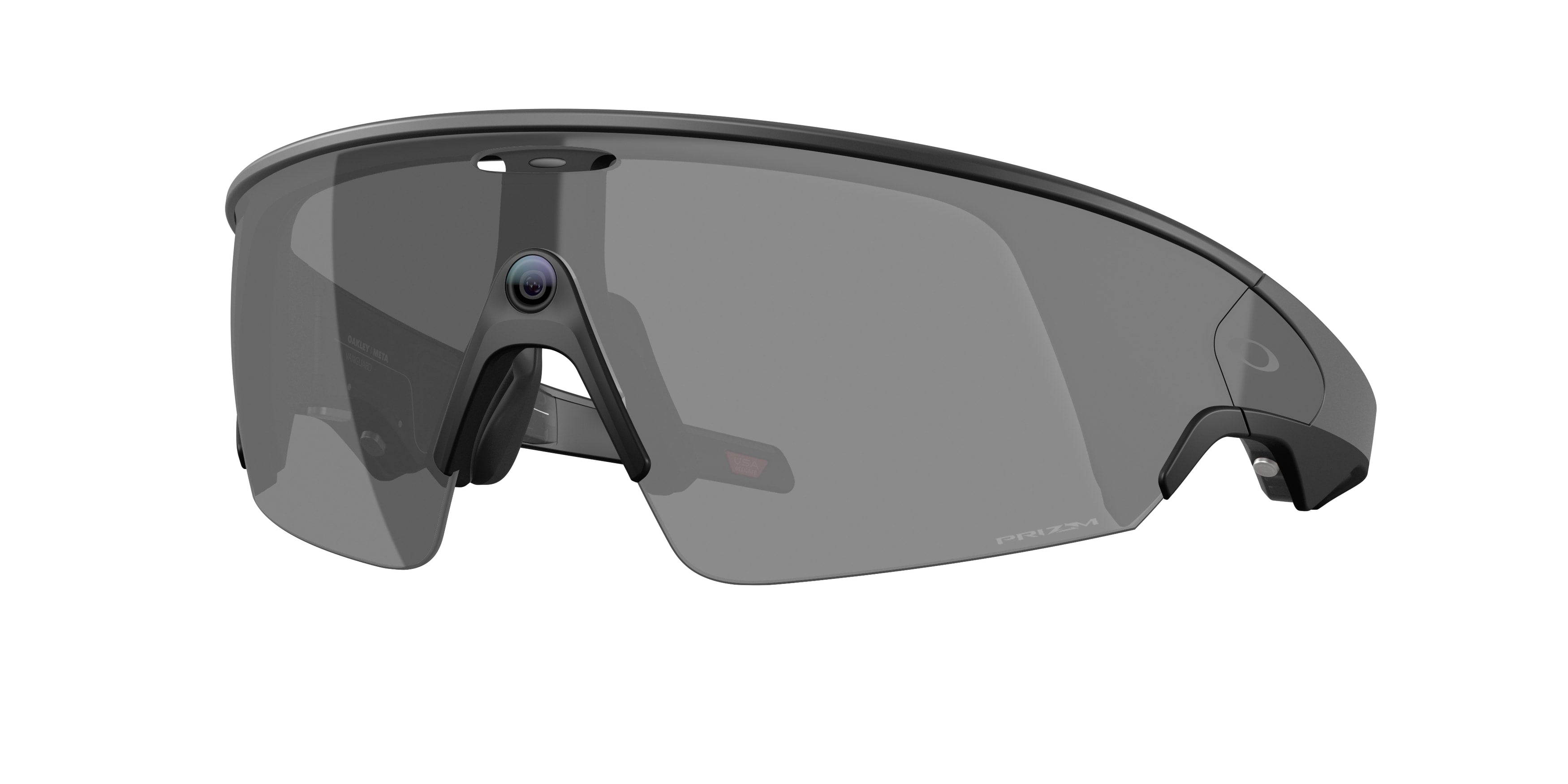 oakley vanguard ai meta sunglasses, prizm lens, grey base, front view