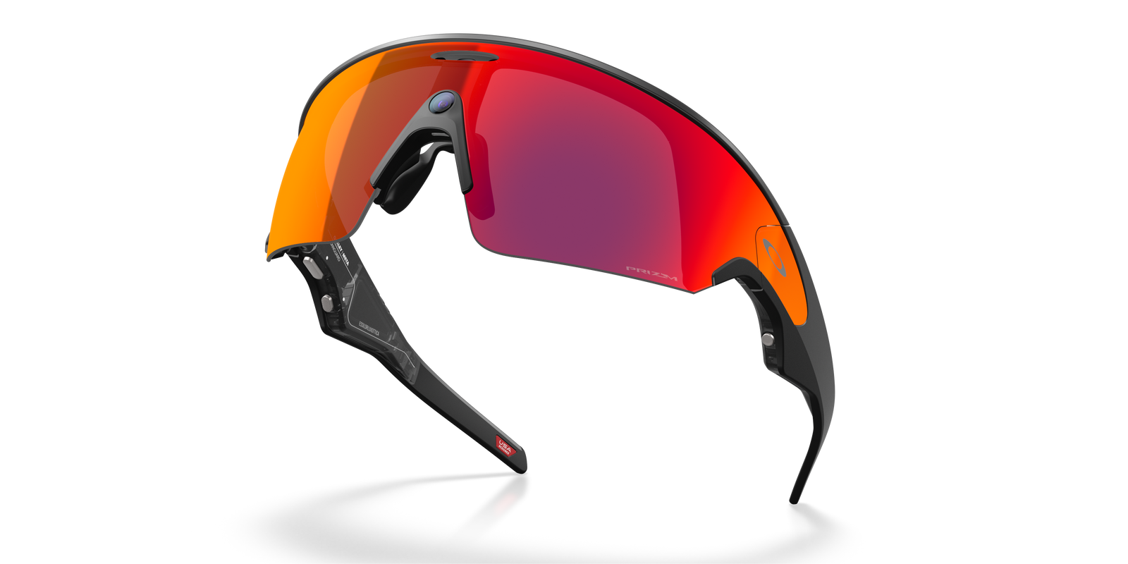 oakley vanguard ai meta sunglasses, prizm road, rose base, angled view
