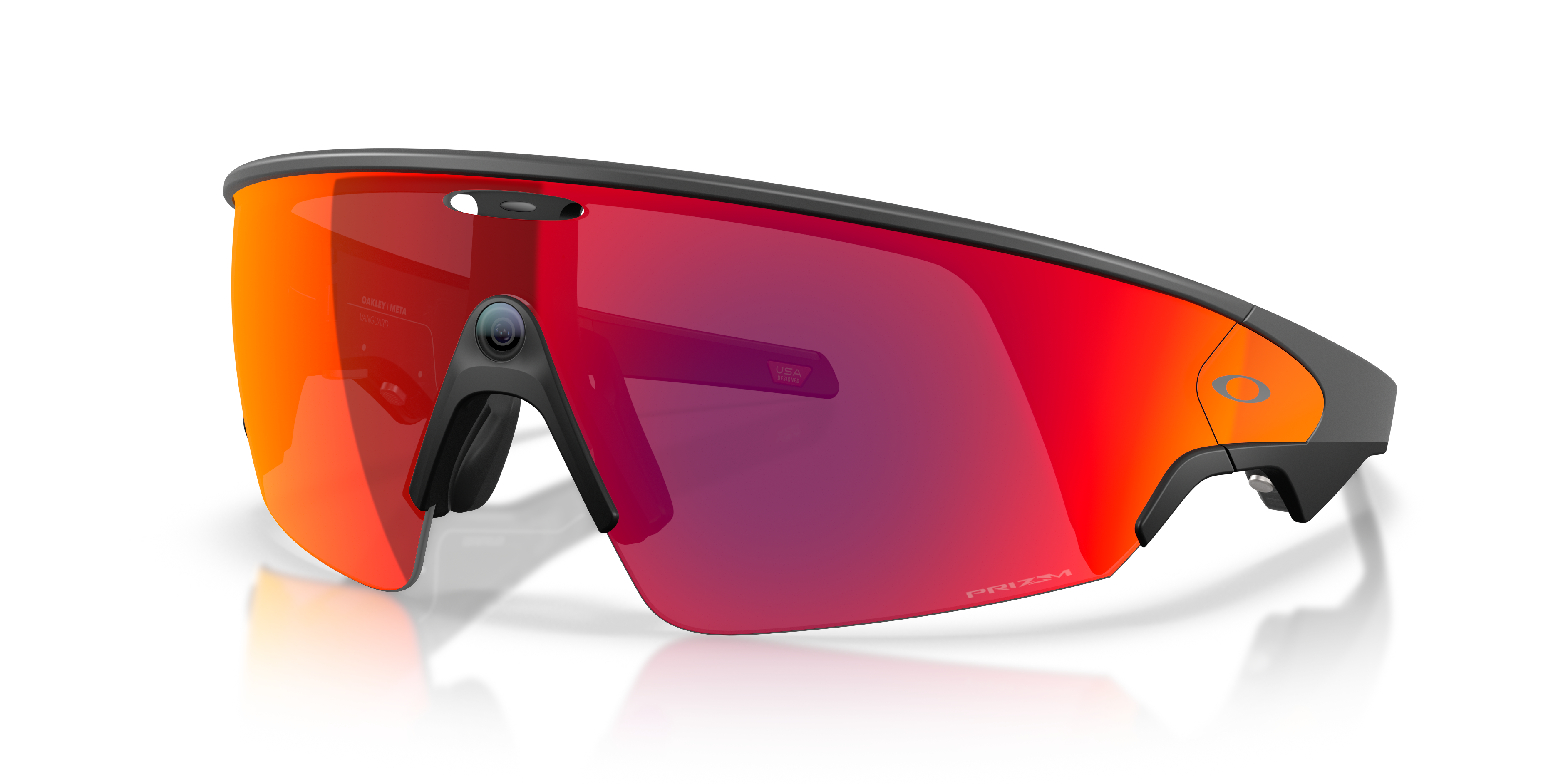 oakley vanguard ai meta sunglasses, prizm road, rose base, front view