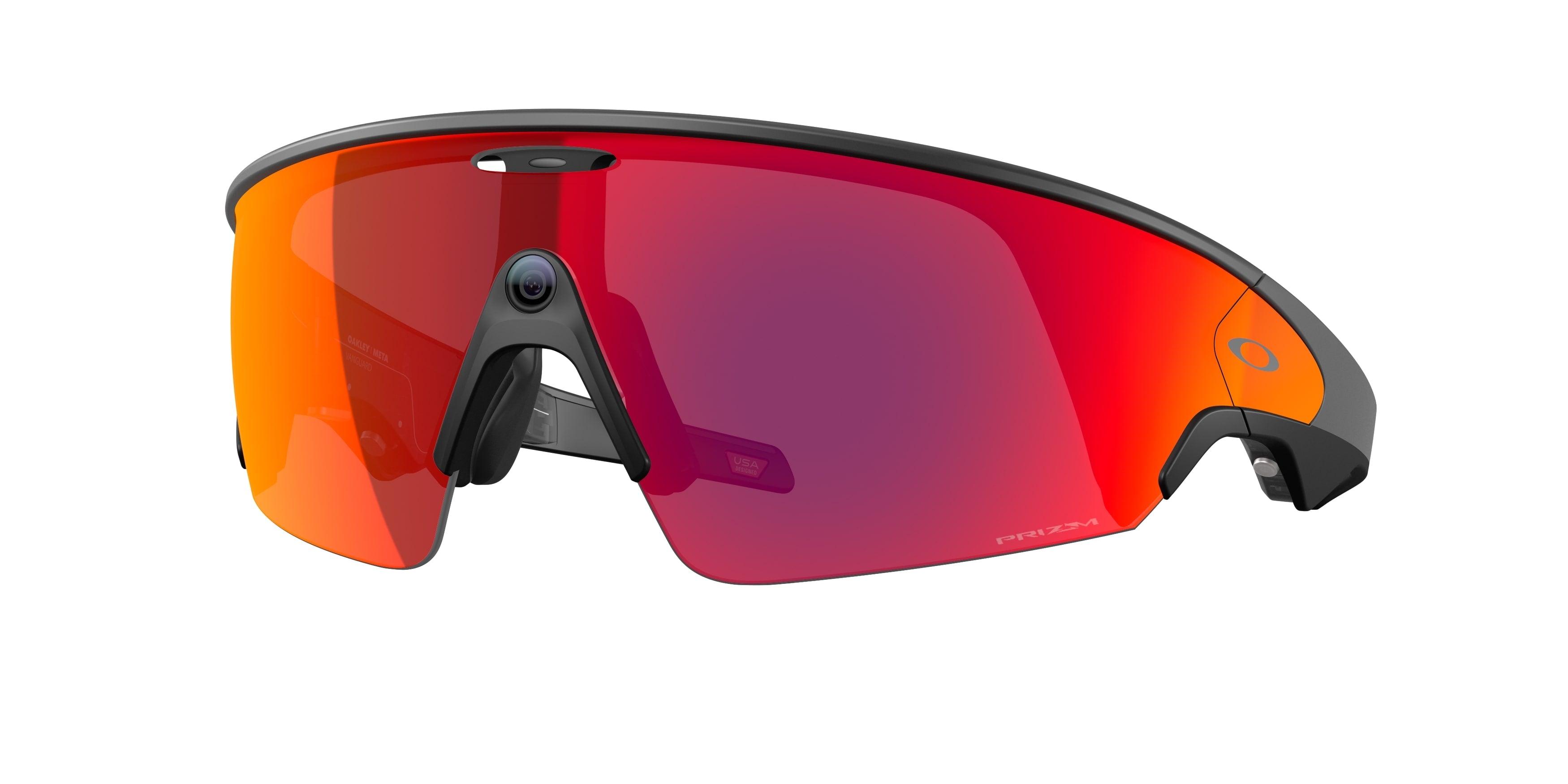 oakley vanguard ai meta sunglasses, prizm road, rose base, side view