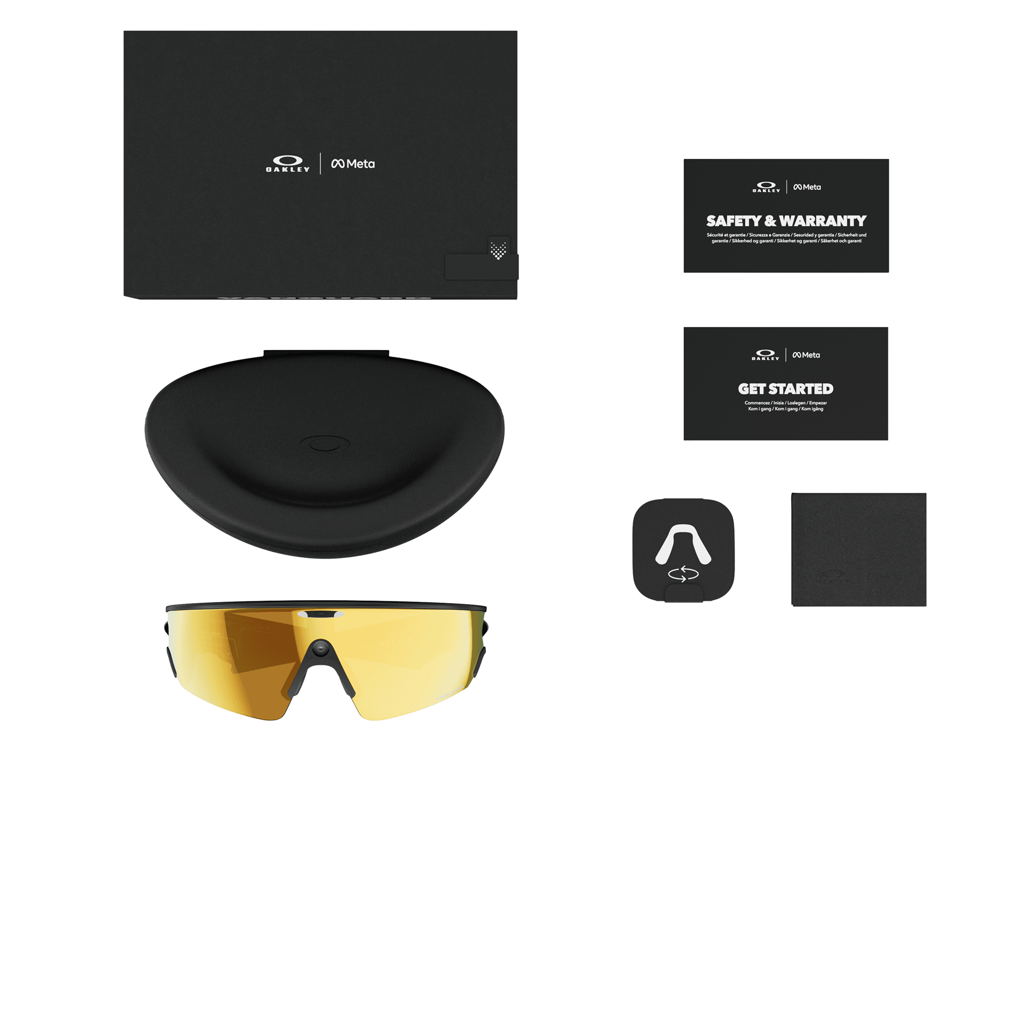 oakley meta vanguard ai glasses for running in prizm 24k bronze, what's in the box
