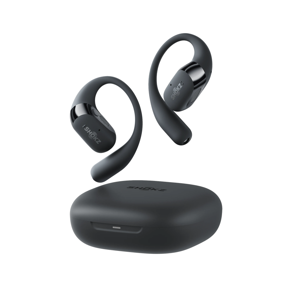 black shokz openfit headphones with box
