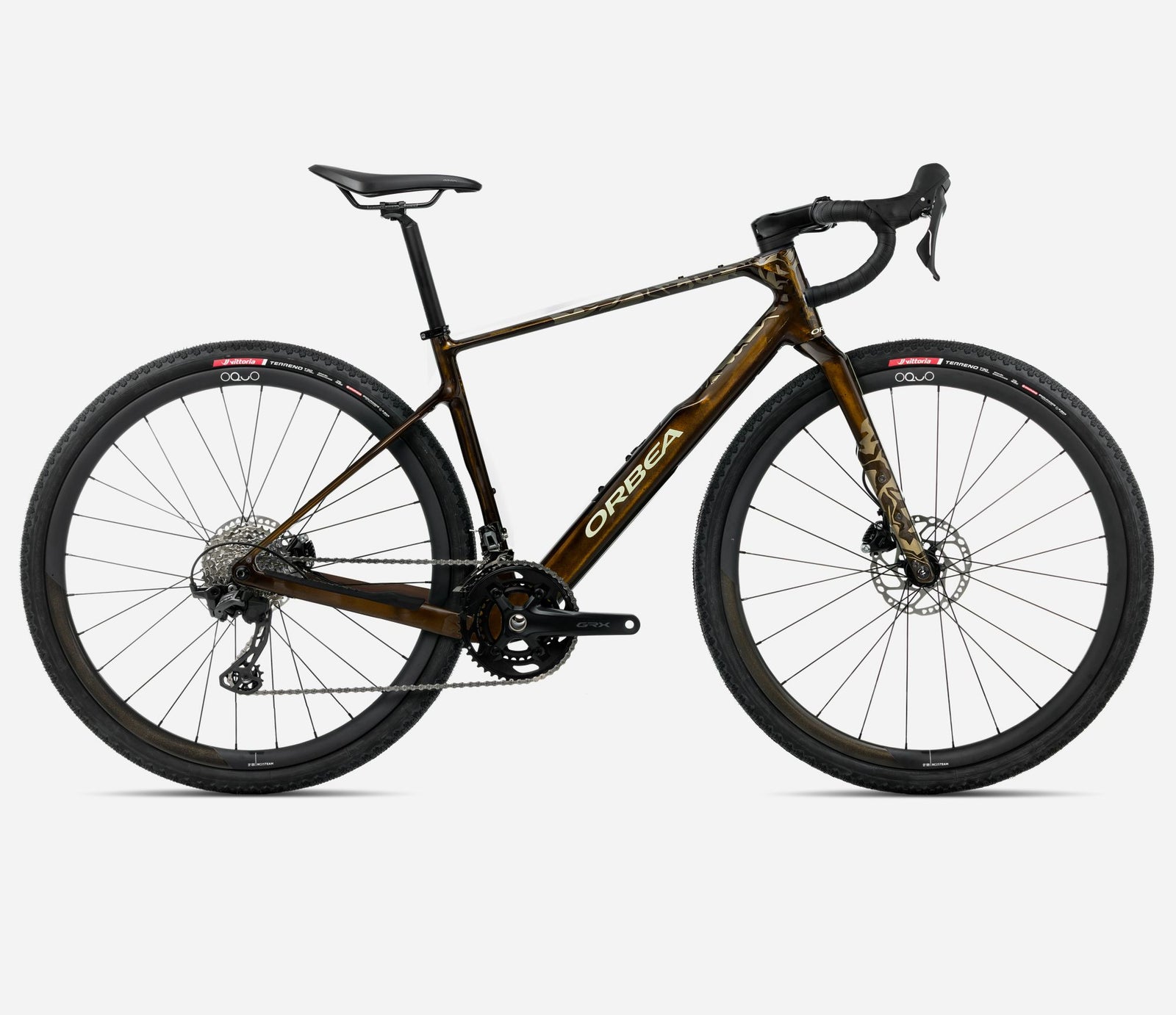 orbea terra m35 team gravel bike in caramel carbon colour