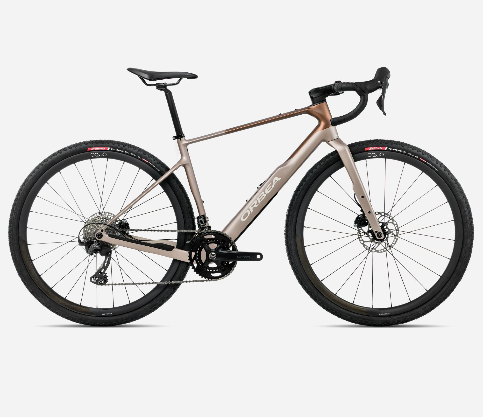 orbea terra m35 team gravel bike in nickel cinnamon colour