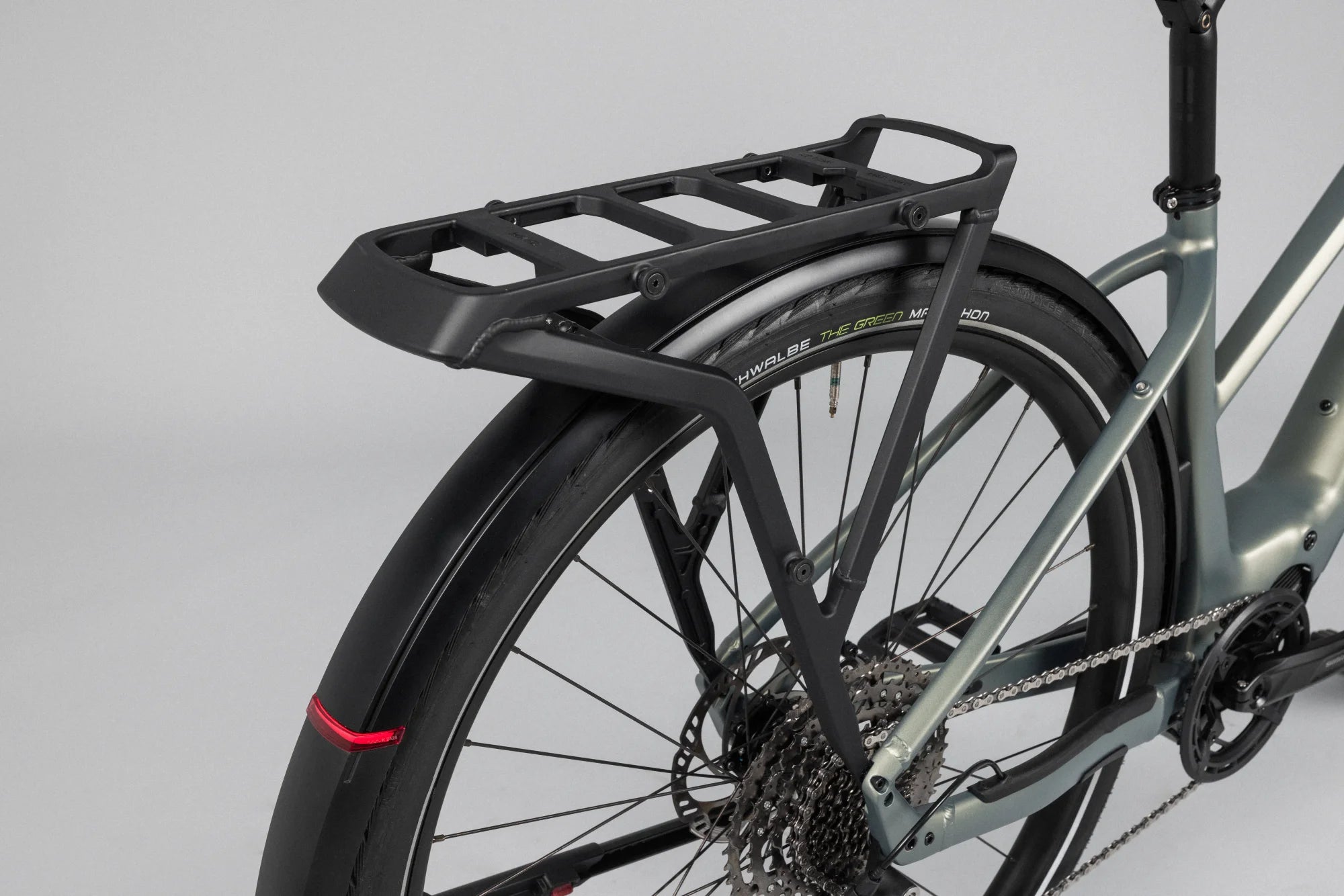 close up of orbea kemen tour ebike, showing the rack that holds up to 20kg in weight