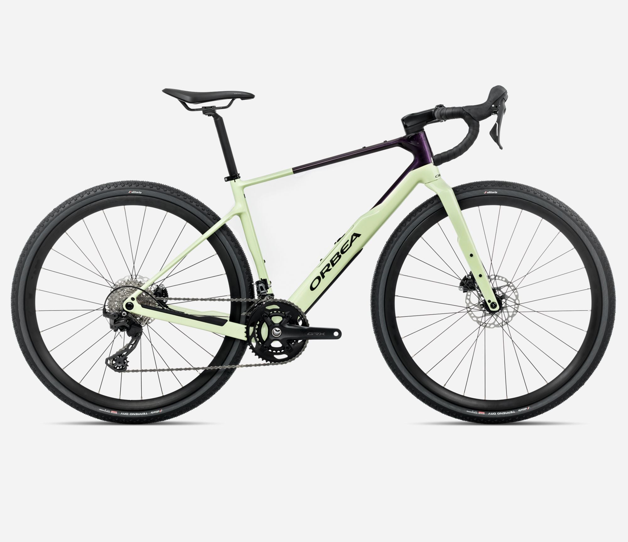 orbea terra m30 gravel bike in acid gum colour