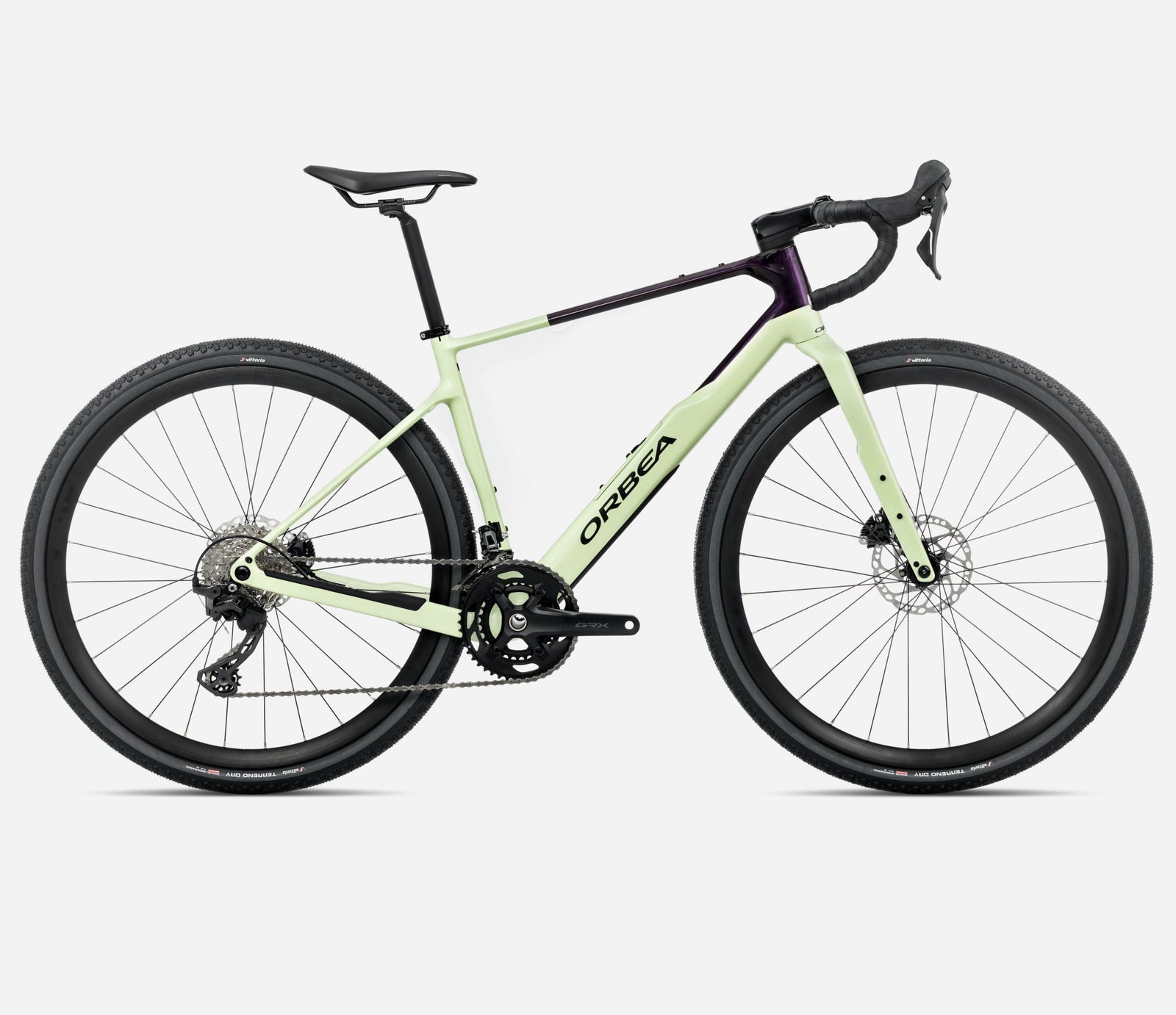 orbea terra m30 gravel bike in acid gum colour