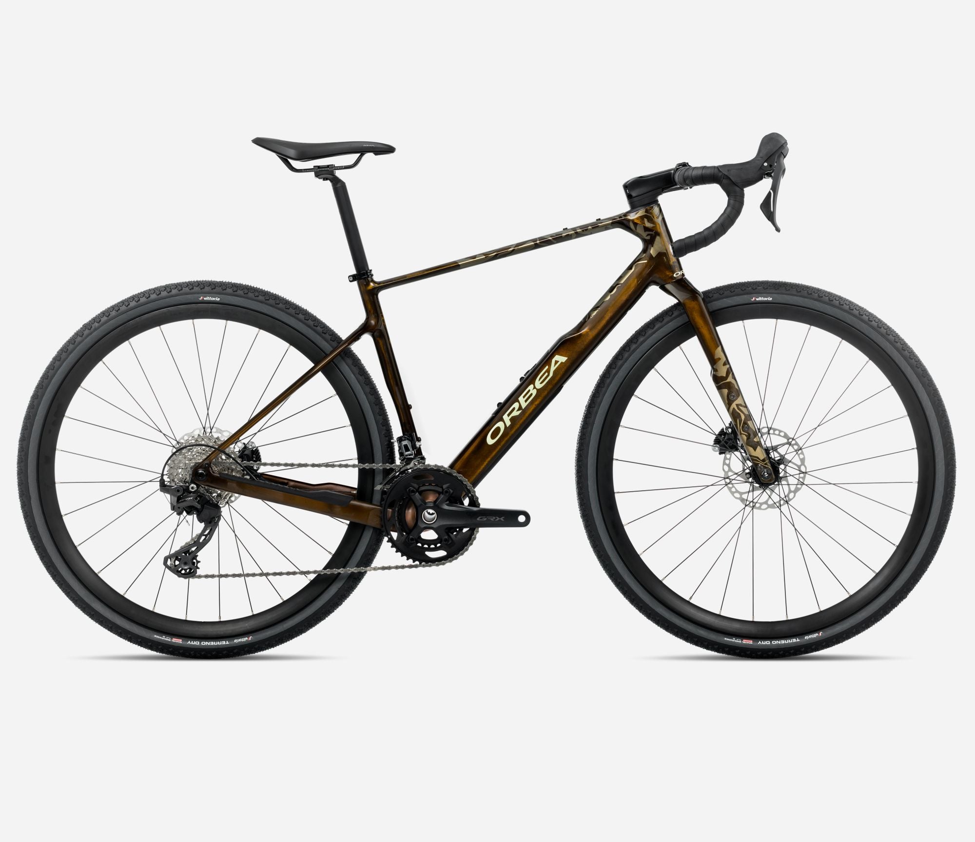 orbea terra m30 gravel bike in caramel carbon colour