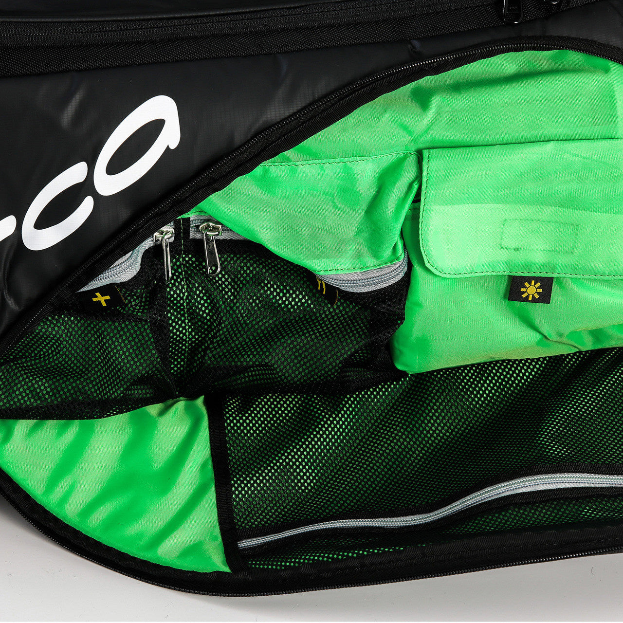 orca transition gear bag showing green inner which makes it easy to find your triathlon gear