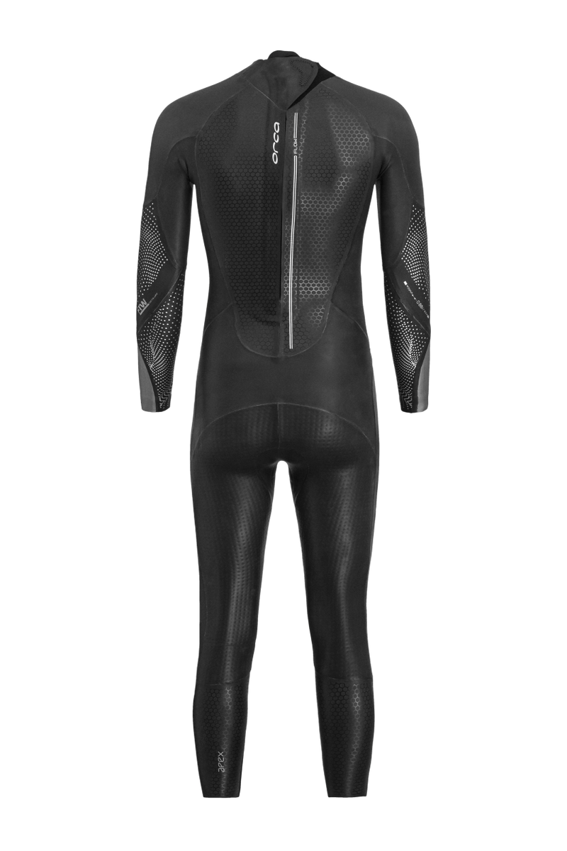 Orca Apex Flow triathlon wetsuit for men, back view with zip