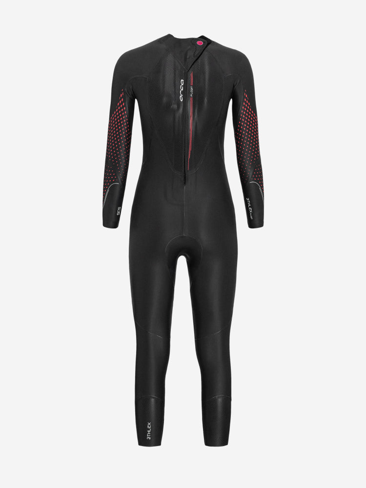 women's triathlon wetsuit for women with buoyancy in legs from orca, back view