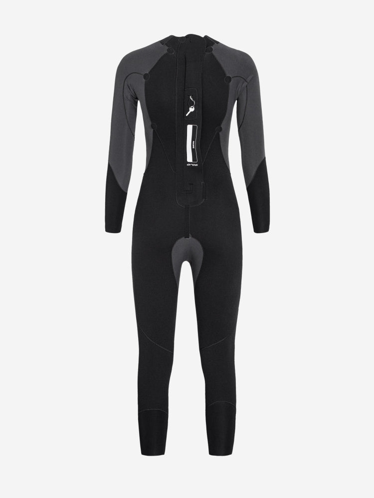 women's triathlon wetsuit for women with buoyancy in legs from orca, inside back with zip pocket for key and place to write name