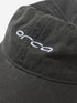 casual orca canvas cap, grey black with with logo closeup