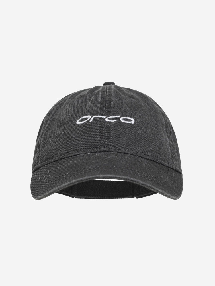 casual orca canvas cap, grey black with with logo