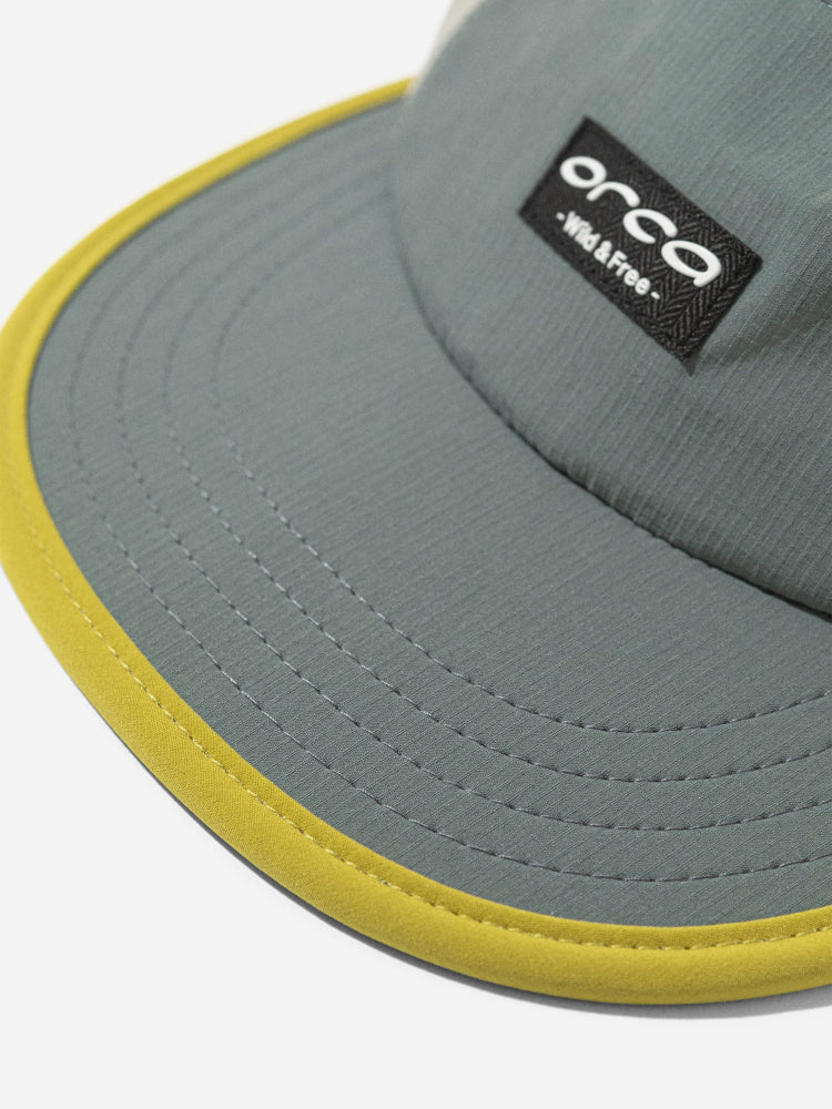orca casual baseball cap aquamarine with yellow trim on peak