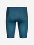 orca men's swimming togs for openwater or pool with soft, compressive fabric, turquoise colour with line details, back view of jammers on a white background