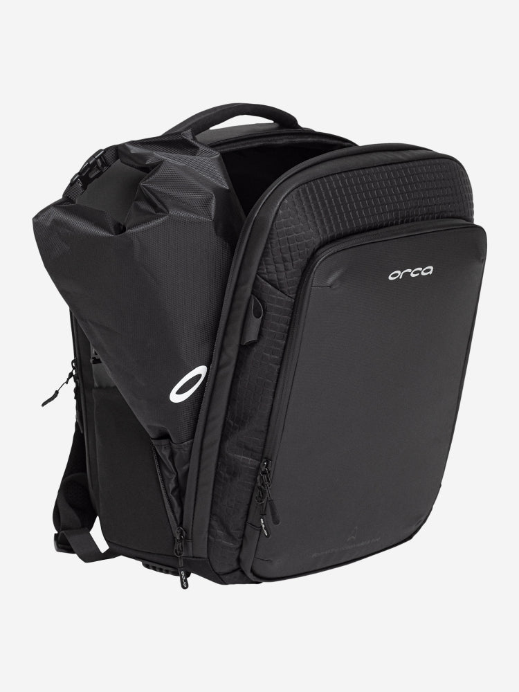 Orca explorer backpack with zips and pockets, includes dry bag, perfect size for carry on luggage