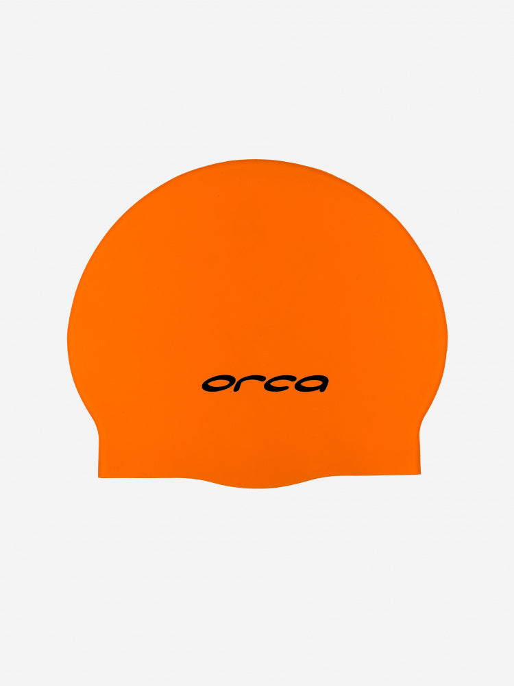 hi-vis orange Orca Silicone Swim Cap