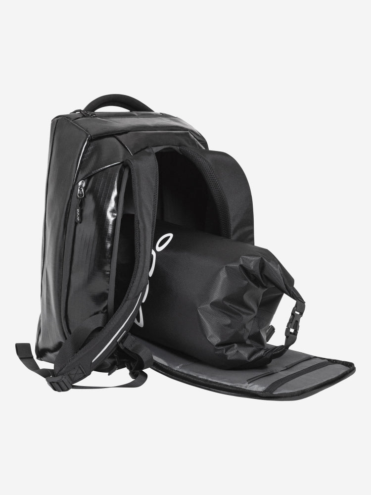 orca training backpack, 30 L capacity, showing 10L waterproof bag that comes with it