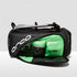 side view of orca triathlon bag showing inner compartments