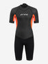 Orca Vitalis Openwater Shorty Mens wetsuit in black with bright orange accents under the arms