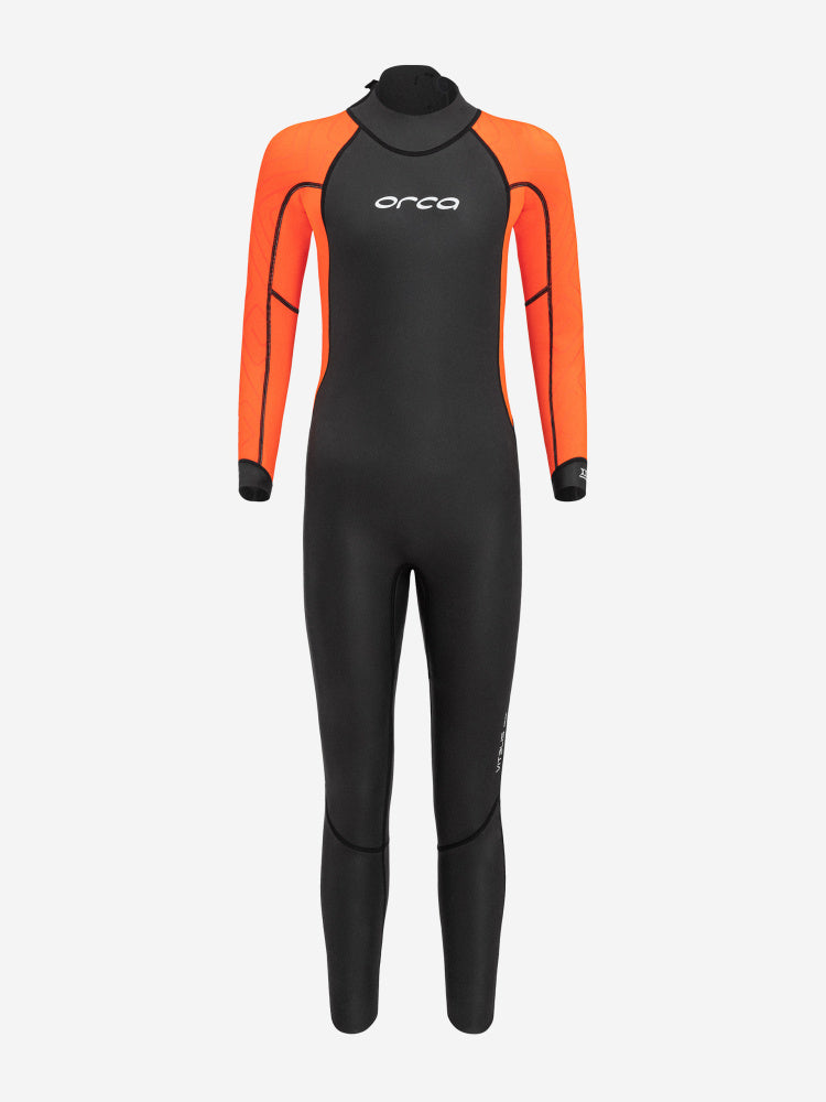 Vitalis Squad Hi-Vis Junior Openwater Wetsuit black with sleeves in bright orange