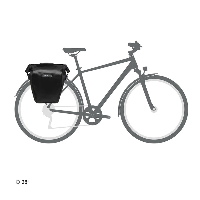 Ortlieb Back-Roller Core black waterproof bike pannier bag on bike
