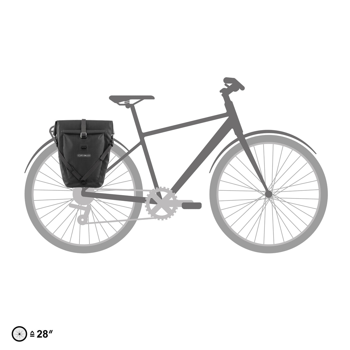 ortlieb panniers, backroller plus 23 litre, on bike