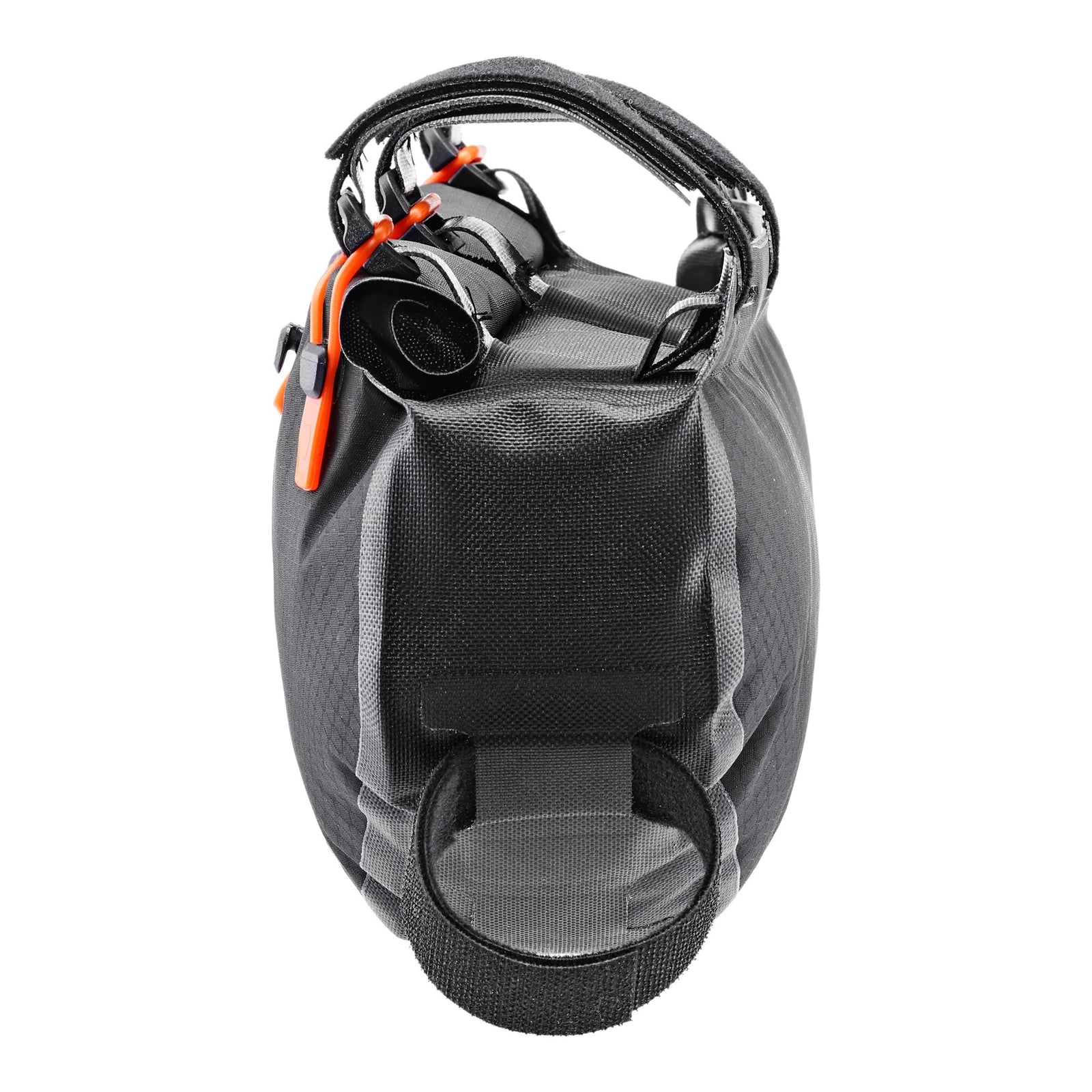 ortlieb top tube bike bag with orange accents on a white background