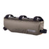 Brown ortlieb bike frame bag with black straps on a white background