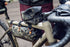 Bicycle with mounted ortlieb bags and a person in the background