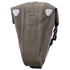 Ortlieb saddle bag with white reflective patches on a white background