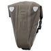 Ortlieb saddle bag with white reflective patches on a white background
