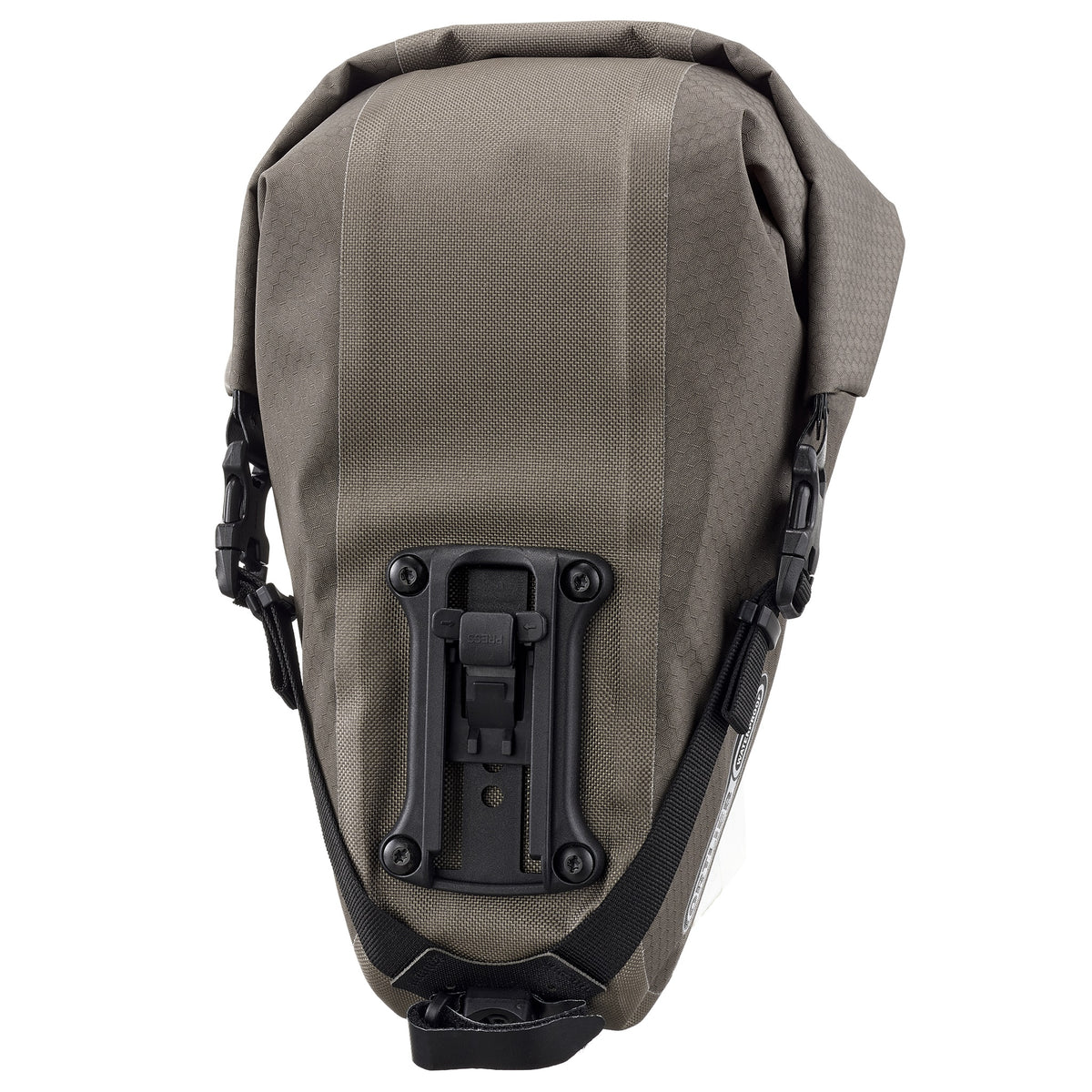 ortlieb saddle bag with a black buckle on a white background