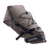 Brown Ortlieb bike saddle bag with black straps on a white background