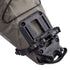 Close-up of an ortlieb bike bag with a black mounting plate on a white background