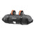 Black ortlieb handlebar bag with orange straps on a white background