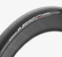 Close-up of the sidewall of a Pirelli P Zero Race TLR SL tubeless-ready road cycling tyre, showing the black rubber and white lettering detail.