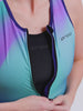 video of woman wearing orca athlex race suit v2 for triathlons, showing features