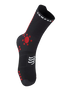 front of compressport pro racing trail socks, crew length compression trail running sock, red black colour
