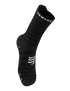 compressport pro racing ultralight run high quarter sock in black with red dots. side view.