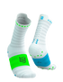 compressport pro racing ultralight run high quarter sock in light blue with touches os lime green and blue. side view.