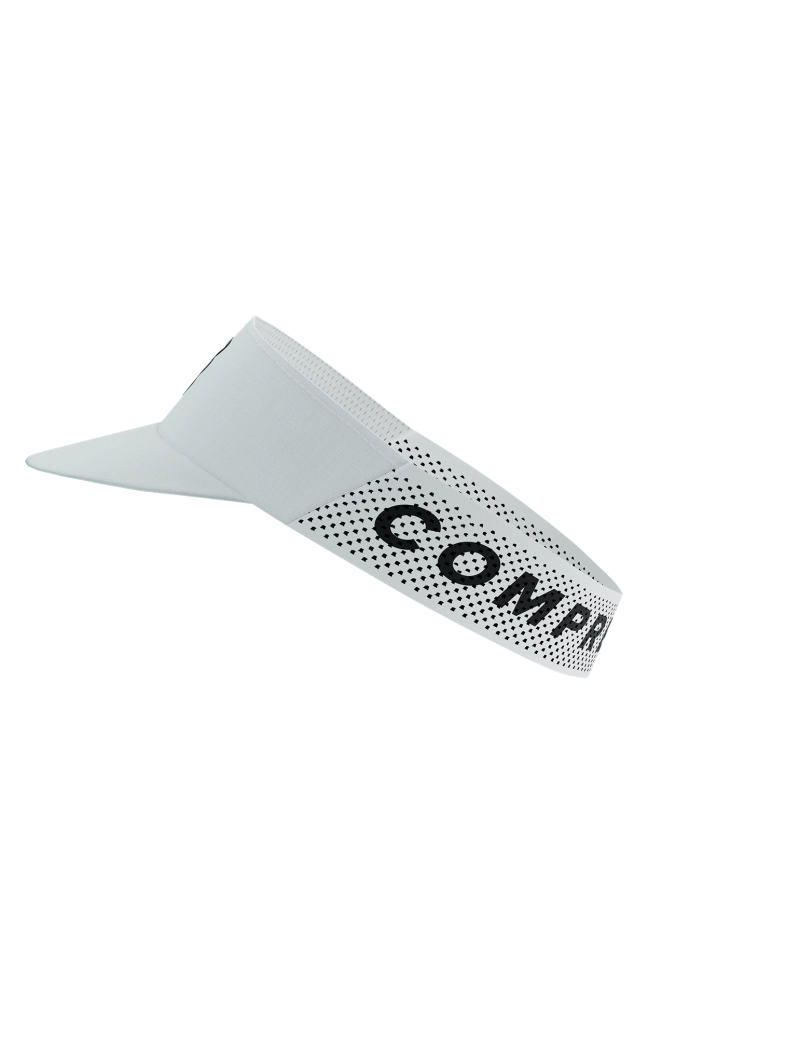 picture of compressport pro racing visor in the white colour side on view