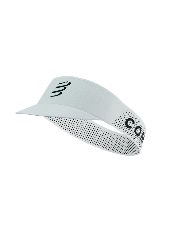 picture of compressport pro racing visor in the white colour side on view